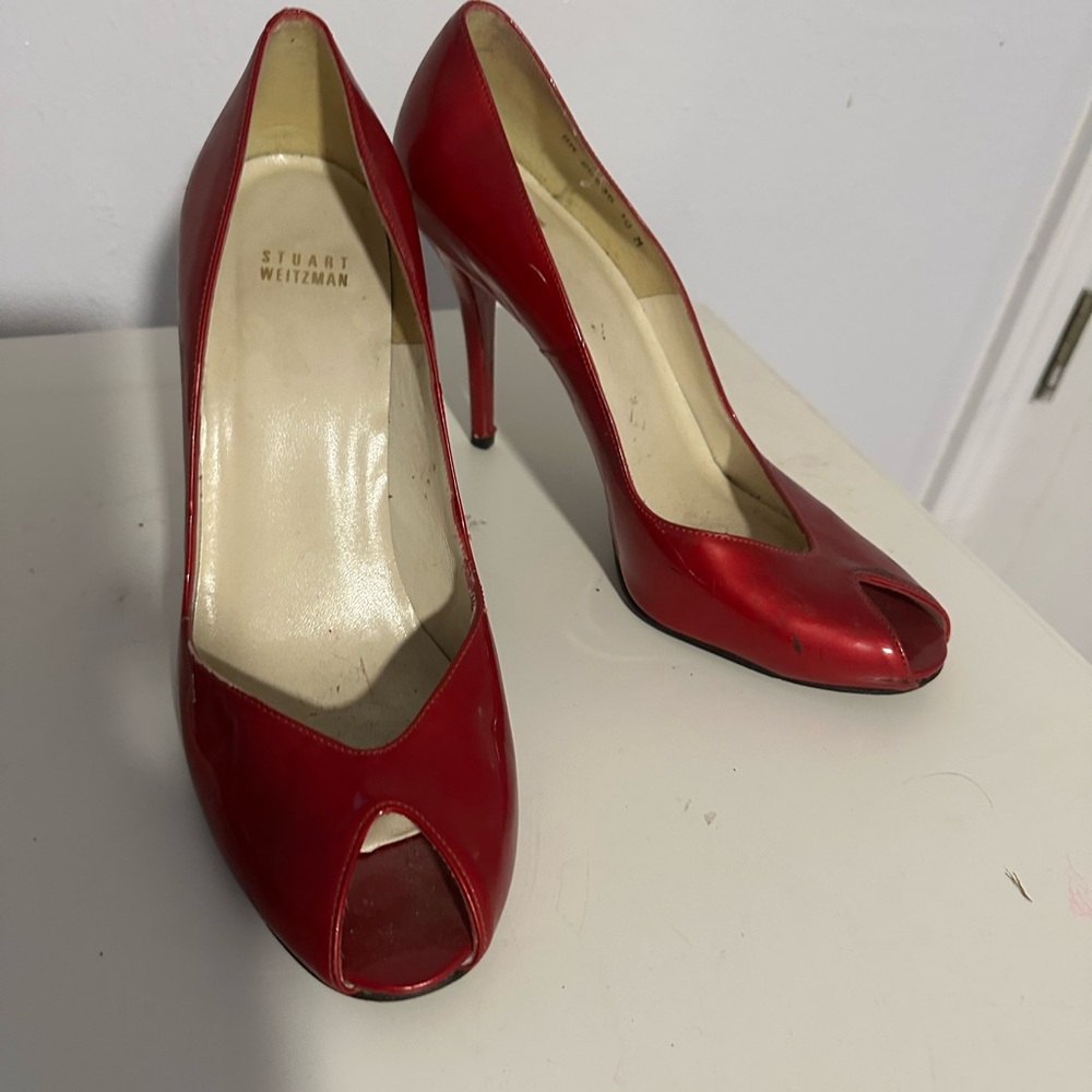 Red patent leather Stuart Weitzman heels size 10